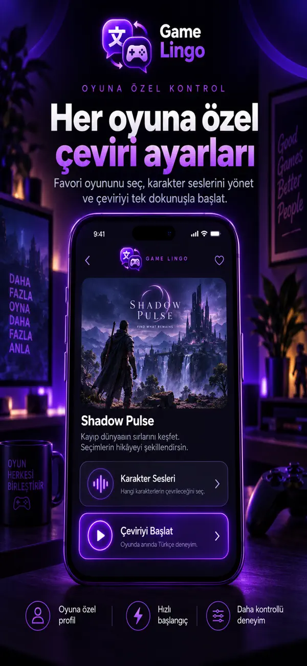 GameLingo App Store — Oyuna özel ayarlar