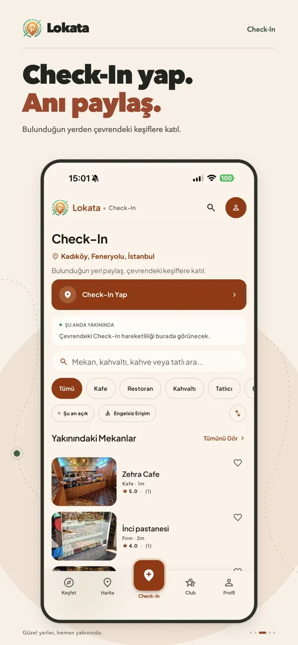 Lokata App Store — Check-in deneyimi
