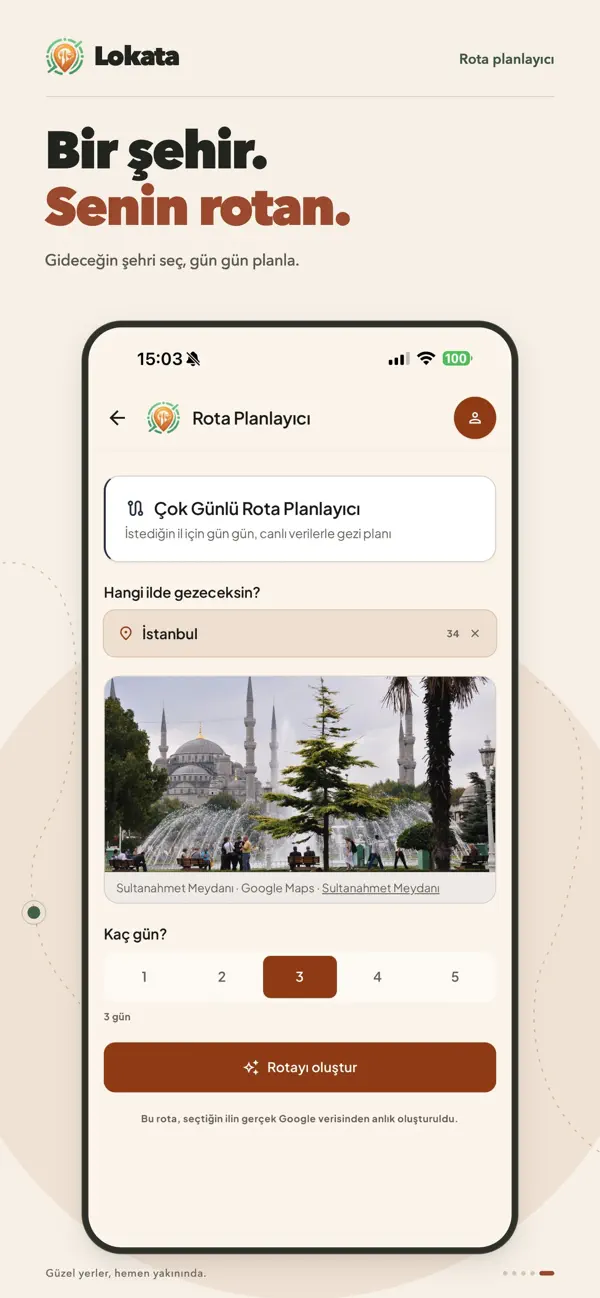 Lokata App Store — Rota planlama